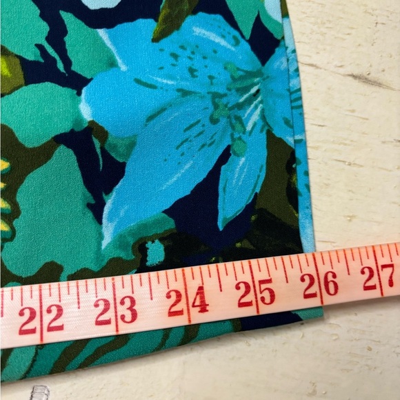 Talbots Pants Womens Size 1X Blue Green Floral Drawstring Waist Pull On Tropical - Picture 6 of 8